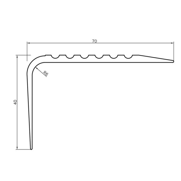 Non-Slip PVC Flexible Stair Nosing 70x40mm 730-RGPD Stair Nosing etc