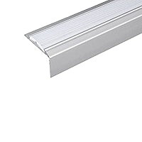 A38 46 x 30mm Anodised Aluminium Self Adhesive Non Slip Rubber Stair Nosing Edge Trim