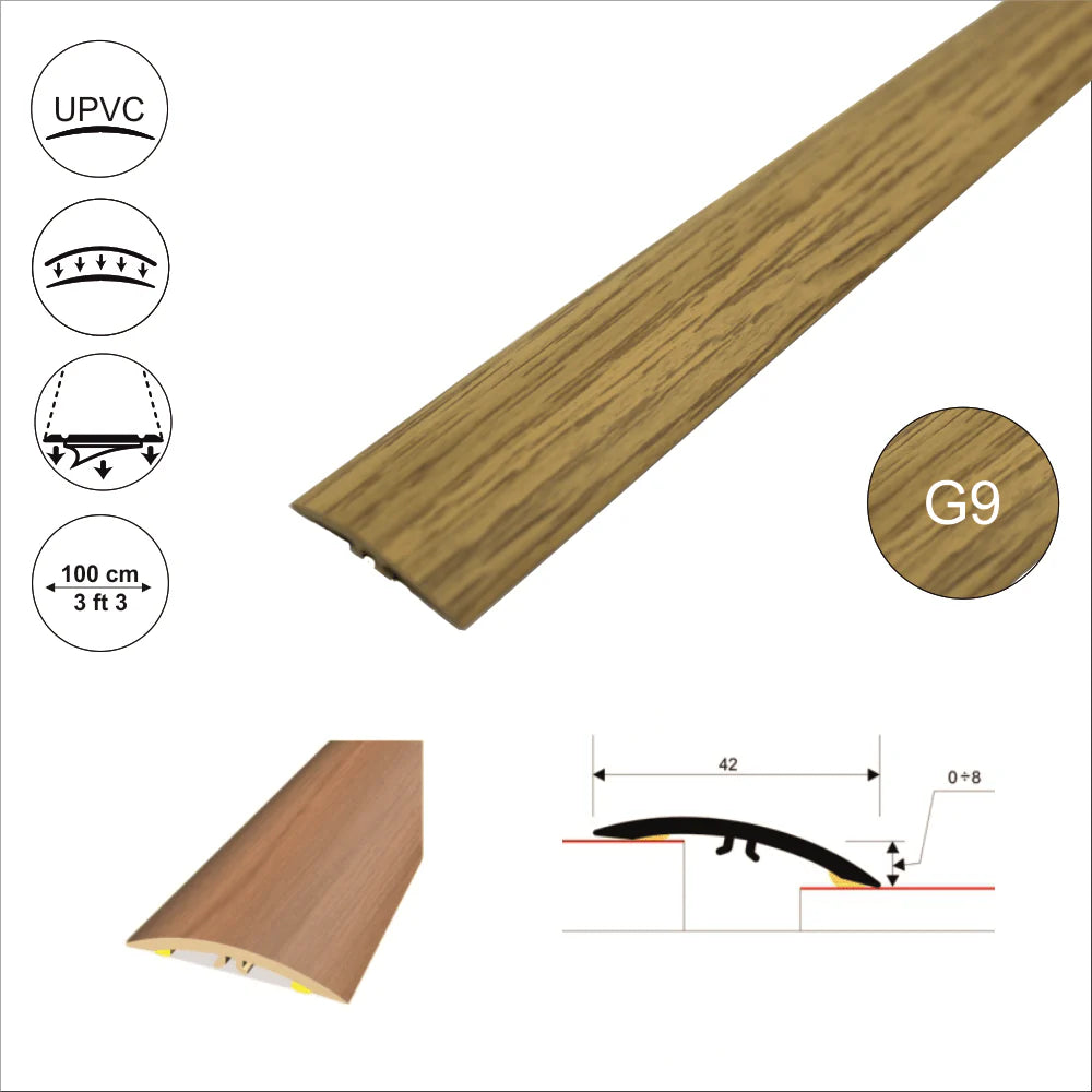 M-M0200 42mm Pvc Wood Effect Flat Self Adhesive Door Threshold Strip Stair Nosing etc