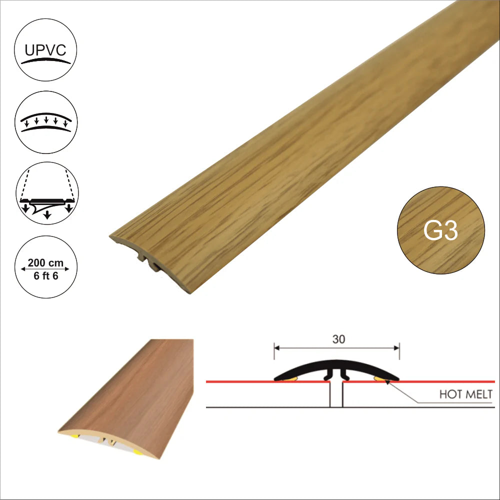 M-M0300 30mm Pvc Wood Effect Flat Self Adhesive Door Threshold Strip Stair Nosing etc