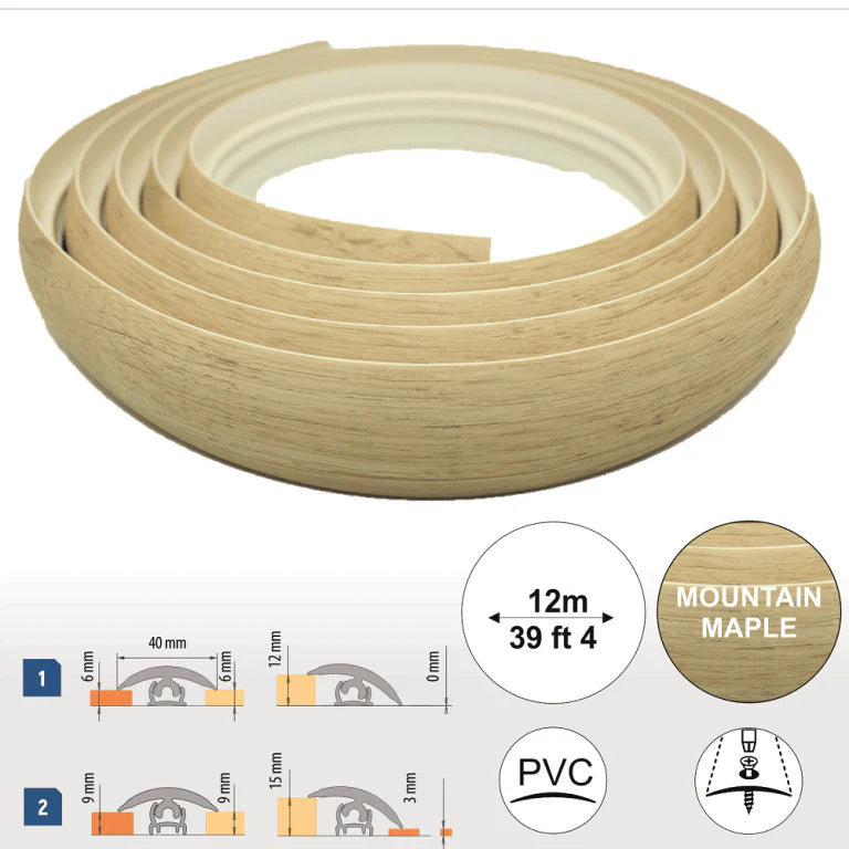 Flex Line 40mm Pvc Flexible Flooring Transition Profile Door Threshold Stair Nosing etc