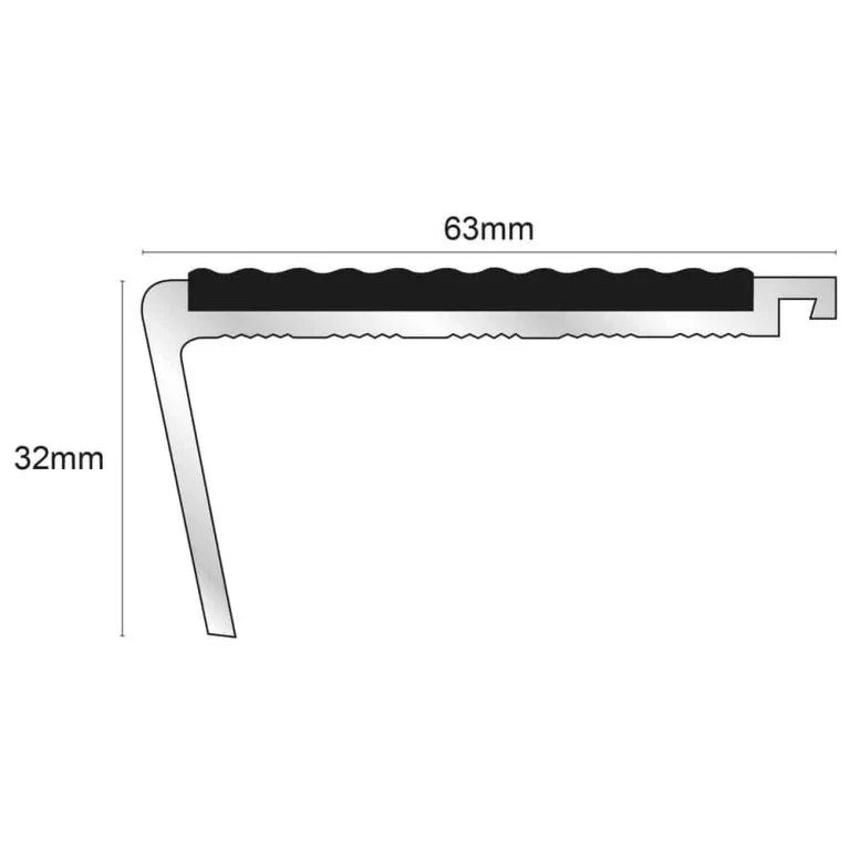 NHD06 – 63 x 32mm – Tredsafe Non Slip Stair Nosing Stair Nosing etc