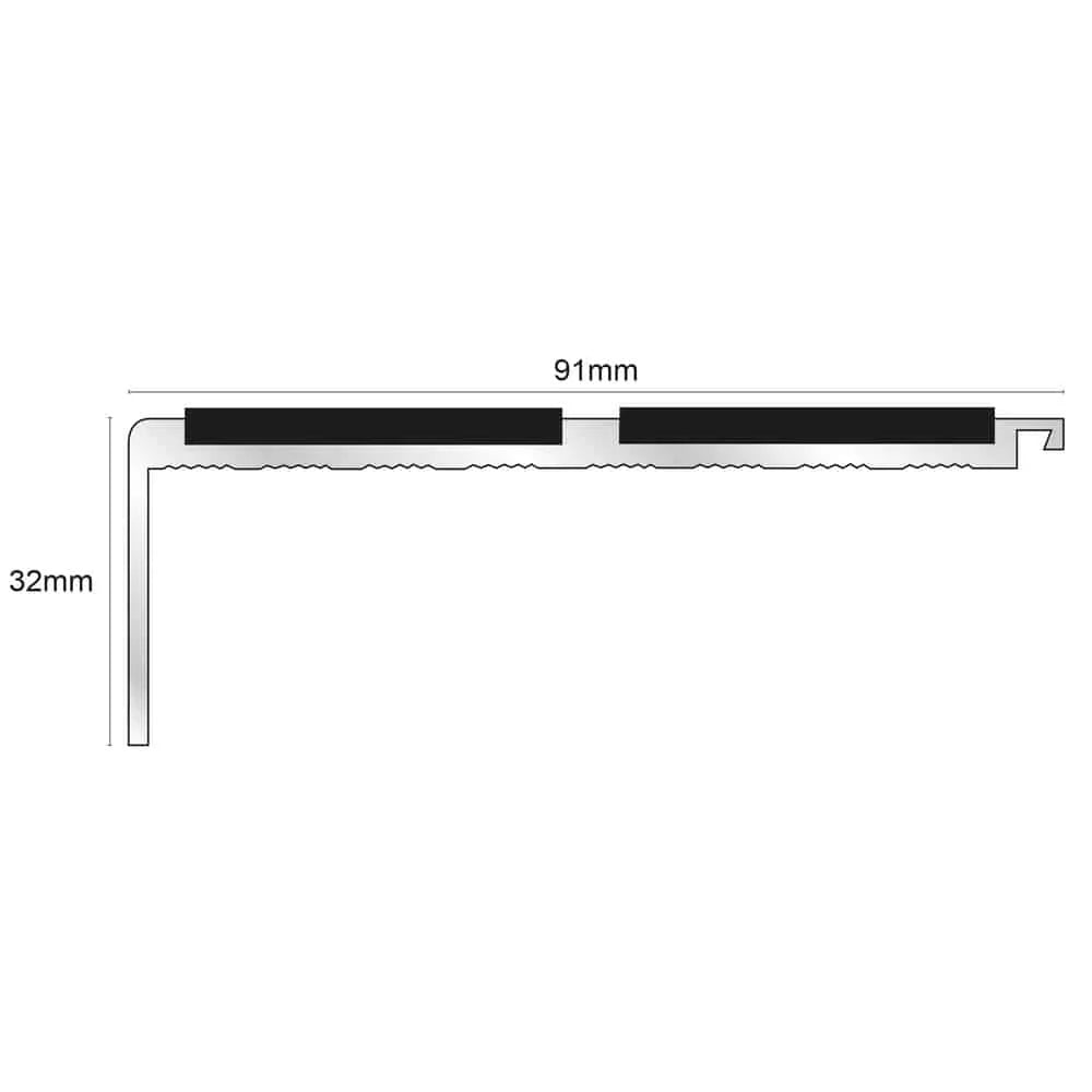 NHD11 – 91 x 32mm – Tredsafe Non Slip Stair Nosing Stair Nosing etc