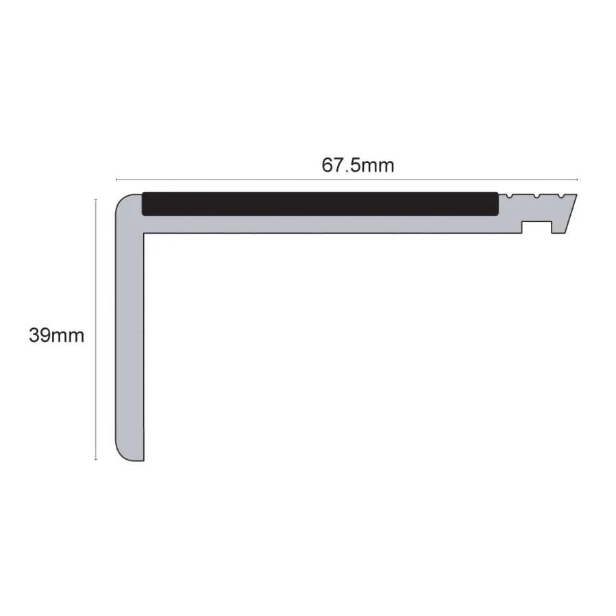 NHP – 67.5 x 39mm Heavy Duty Hard Nose PVC Non Slip Stair Nosing Stair Nosing etc