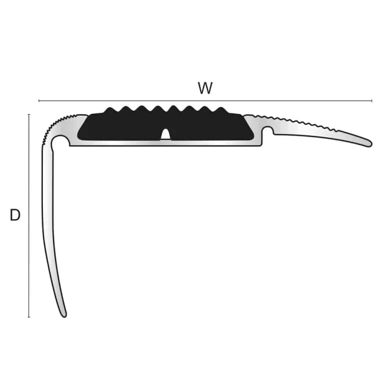 NRE05 – 54 x 30mm Non Slip Aluminium Stair Nosing With Rubber Insert 2.7m Stair Nosing etc