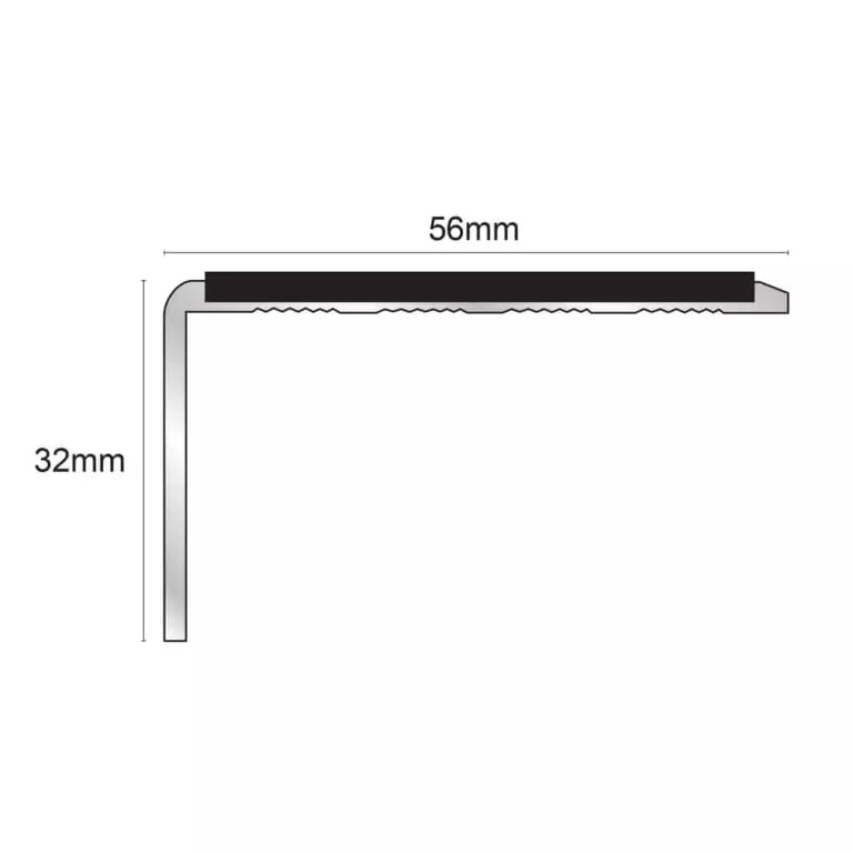 NSL01 56 x 32mm Aluminium Non Slip Stair Nosing Edge Trim With Pvc Insert Stair Nosing etc