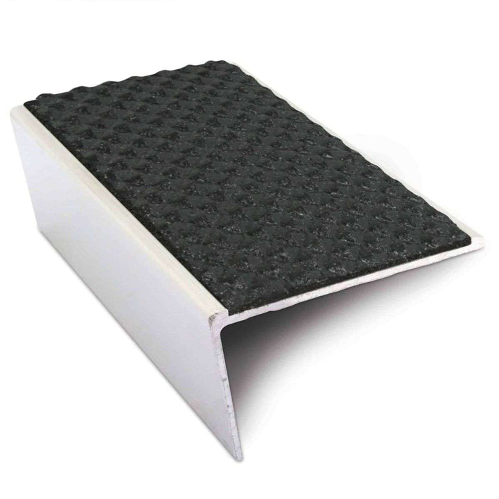 NSL02 Tredsafe 57 x 32mm Aluminium Non Slip Stair Nosing Rakeback Edge Trim With PVC Insert