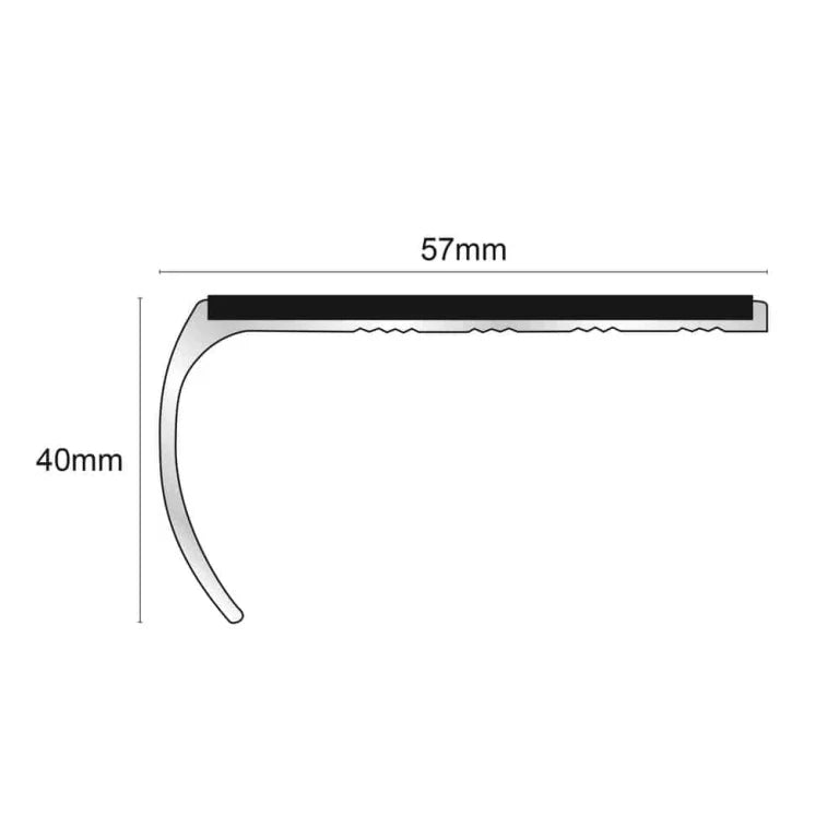 NSL03 57 x 40mm Aluminium Non Slip Stair Nosing Bullnose Edge Trim With Pvc Insert Stair Nosing etc