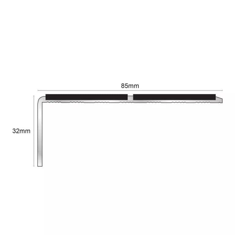 NSL09 85 x 32mm Aluminium Non Slip Stair Nosing Edge Trim With Pvc Insert Stair Nosing etc