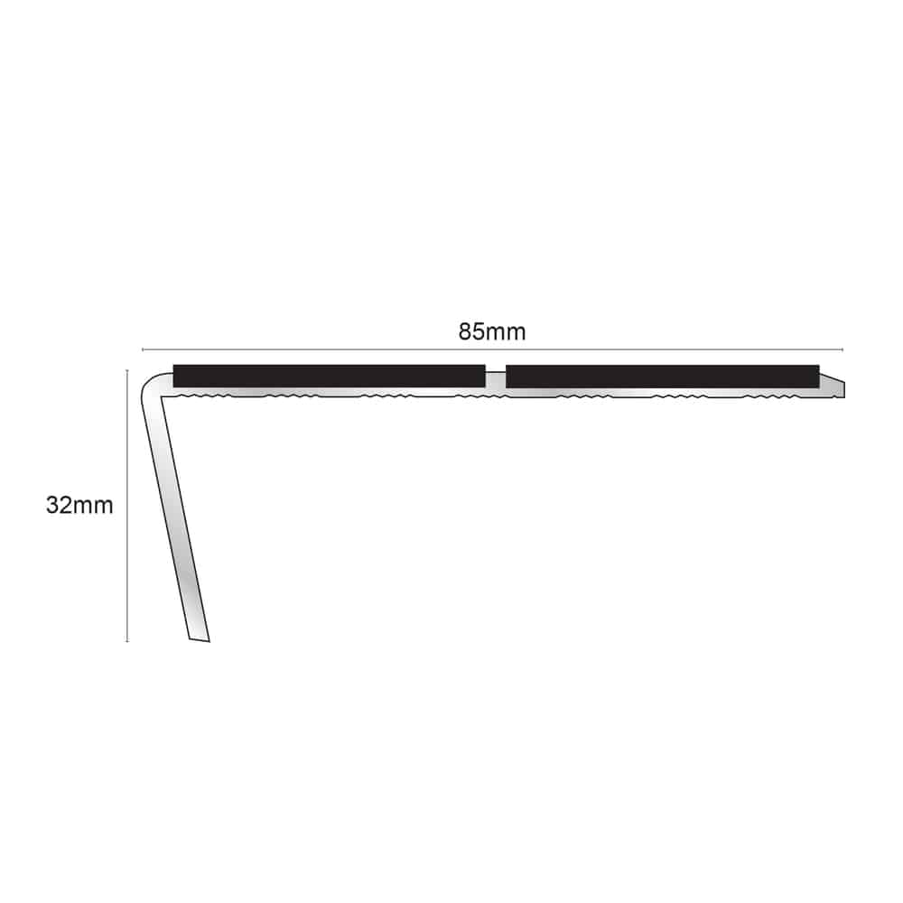 NSL10 85 x 32mm Aluminium Non Slip Stair Nosing Edge Trim With Pvc Insert Stair Nosing etc