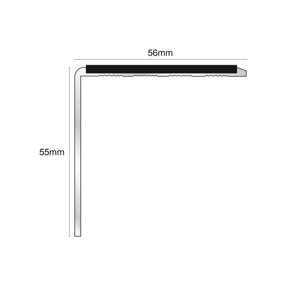 NSL19 56 x 55mm DDA Compliant Aluminium Non Slip Stair Nosing Edge Trim With Pvc Insert Stair Nosing etc