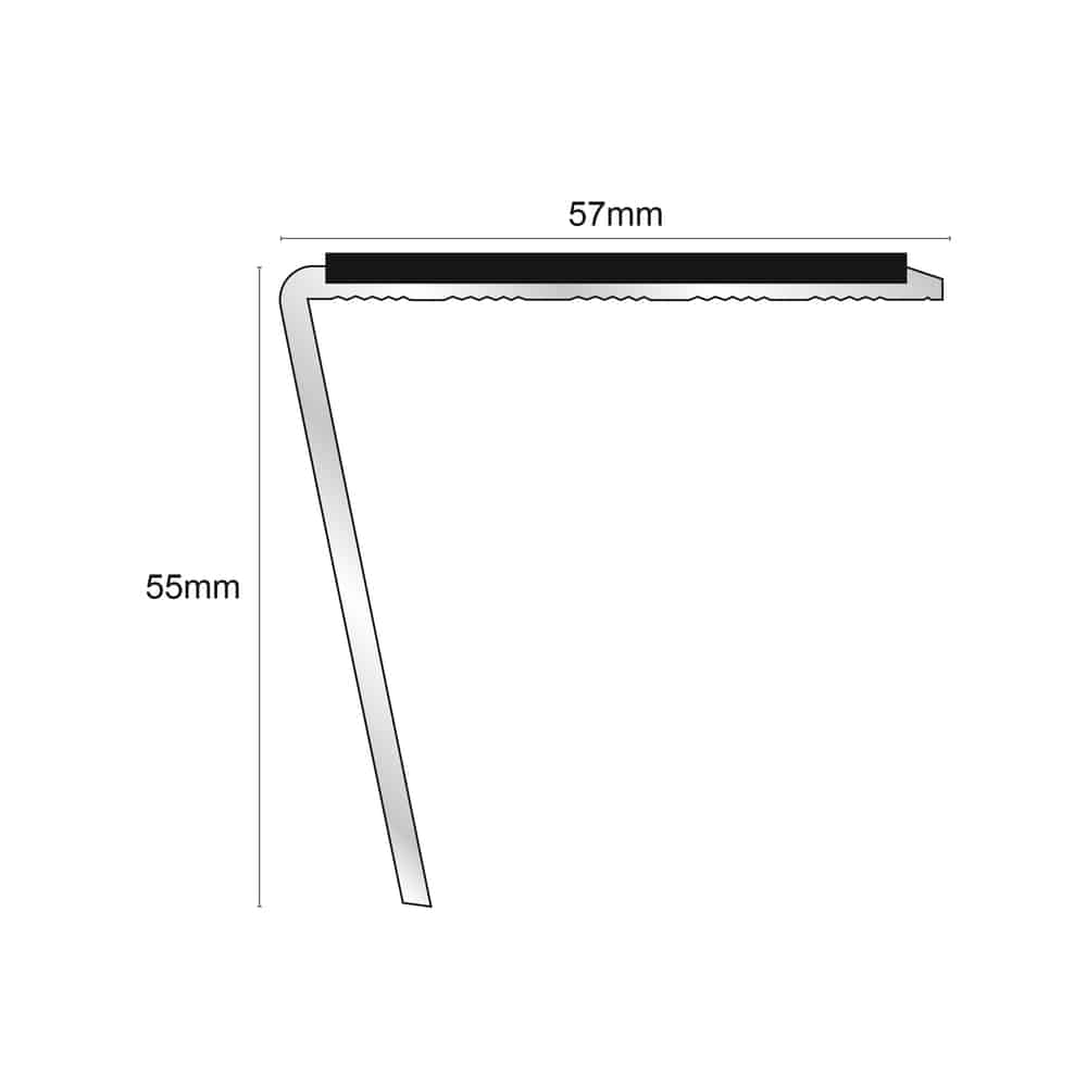 NSL20 57 x 55mm DDA Compliant Aluminium Non Slip Stair Nosing Edge Trim With Pvc Insert Stair Nosing etc