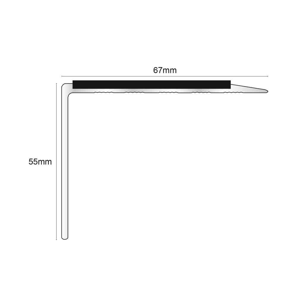 NSL21 Tredsafe 67 x 55mm DDA Compliant Aluminium Non Slip Stair Nosing Edge Trim With Pvc Insert Stair Nosing etc