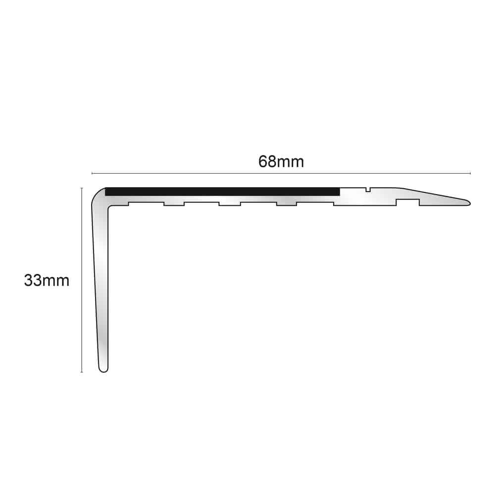 NSL23 68 x 33mm Aluminium Non Slip Stair Nosing Edge Trim With Pvc Insert Stair Nosing etc