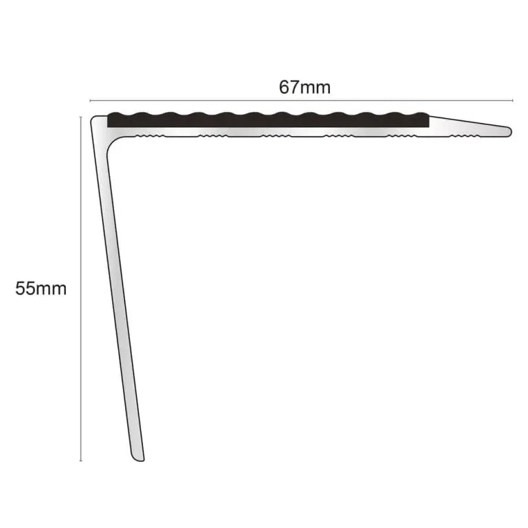 NSL26 67 x 55mm DDA Compliant Aluminium Non Slip Stair Nosing Edge Trim With Pvc Insert Stair Nosing etc