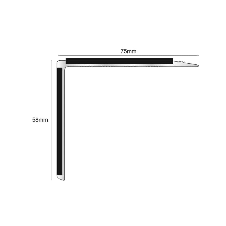 NSL27 75mm x 58mm DDA Compliant Aluminium Non Slip Stair Nosing Edge Trim With Pvc Insert Stair Nosing etc