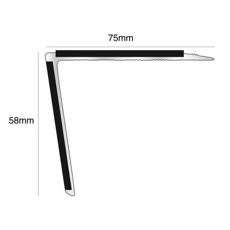 NSL28 75mm x 58mm DDA Compliant Aluminium Non Slip Stair Nosing Edge Trim With Pvc Insert Stair Nosing etc