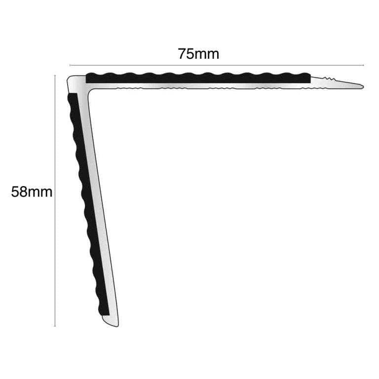 NSL28 Tredsafe 75mm x 58mm DDA Compliant Aluminium Non Slip Stair Nosing Edge Trim With Pvc Insert Stair Nosing etc