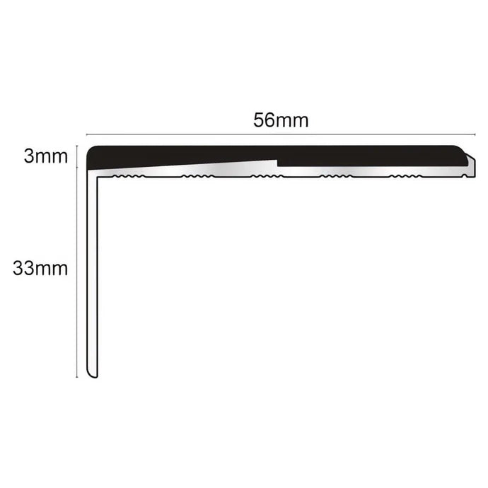 Frontier NXFS02 – 56 x 33mm Rakeback Aluminium Safety Stair Nosing