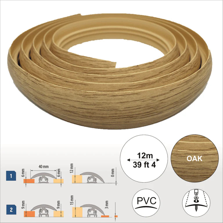 Flex Line 40mm Pvc Flexible Flooring Transition Profile Door Threshold Stair Nosing etc