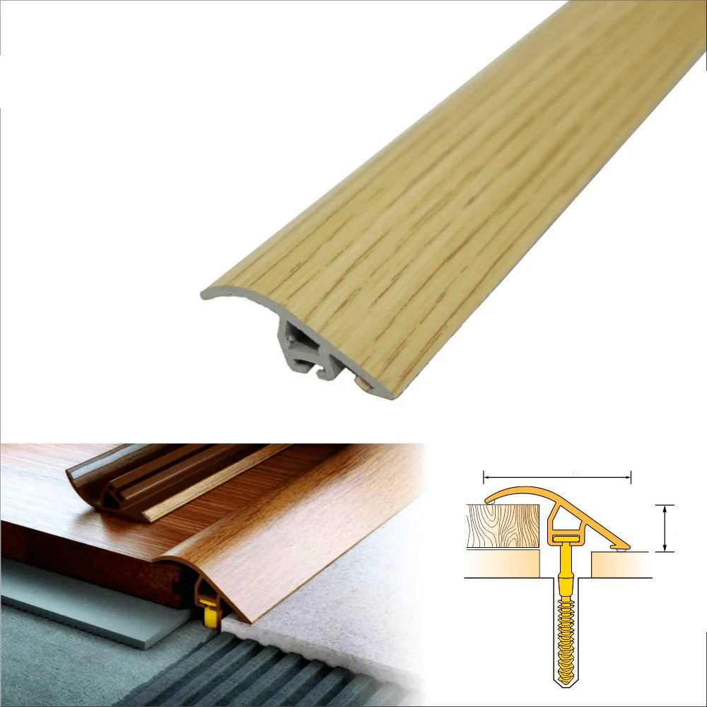 C40 PVC Wood Effect Door Threshold Ramp Profile – 40mm Floor Transition Strip