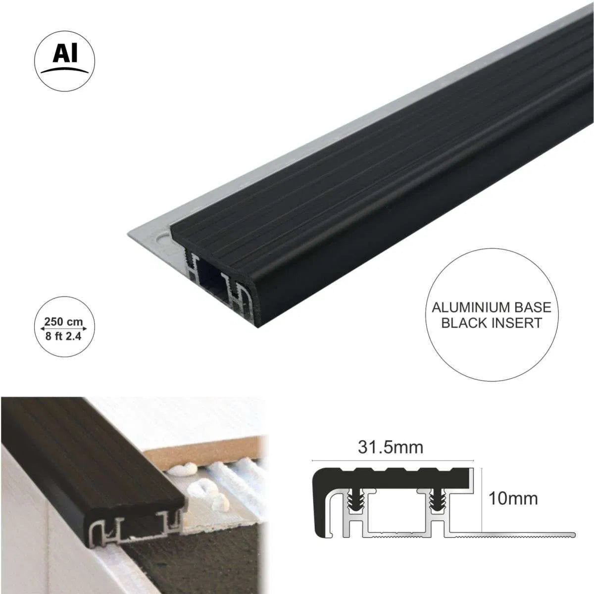 NIB Aluminium Stair Nosing Edge Trim Step Nose Edging Nosings For Tiles And Stone Stair Nosing etc