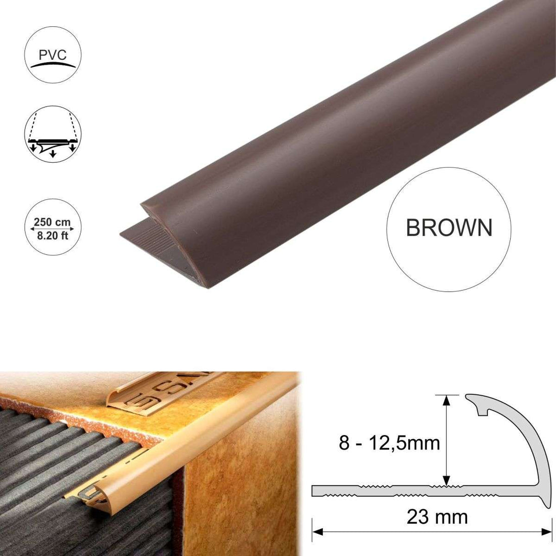 Round Edge PVC Tile Trim – Quadrant 8, 10, 12.5mm Sizes