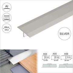 A54 13mm Anodised Aluminium Threshold Trim T Bar Transition Strip For Tiles Stair Nosing etc