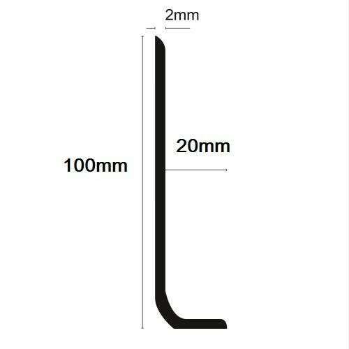 PVC Flexible Sit On Skirting Board PVC angle 100mm x 20mm 15m Long Stair Nosing etc