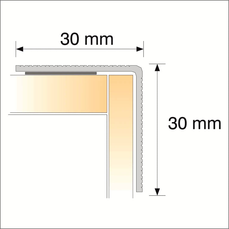 S04 30 x 30mm Anodised Aluminium Self Adhesive Non Slip Ribbed Treads Stair Nosing Edge Trim Stair Nosing etc