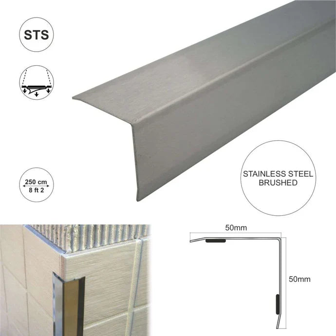 Stainless Steel Angle Wall Cladding Corner Trim 50x50mm