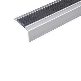 A38 46 x 30mm Anodised Aluminium Self Adhesive Non Slip Rubber Stair Nosing Edge Trim