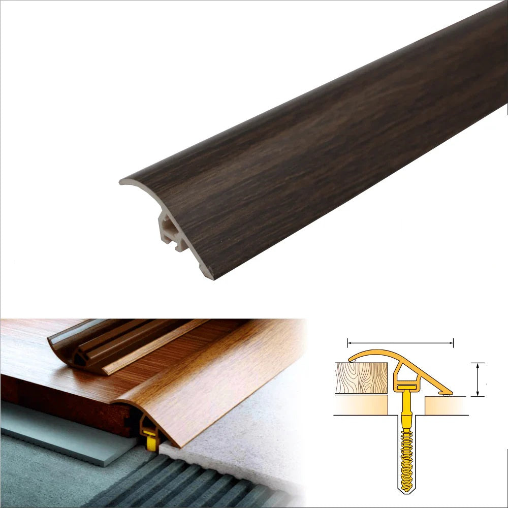 C40 PVC Wood Effect Door Threshold Ramp Profile – 40mm Floor Transition Strip