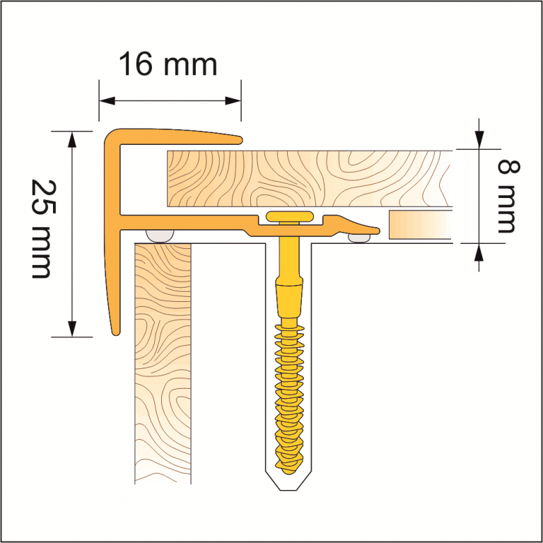 D-K0600 16 x 25mm Push-In Pvc Wood Effect Stair Nosing Edge Trim Stair Nosing etc